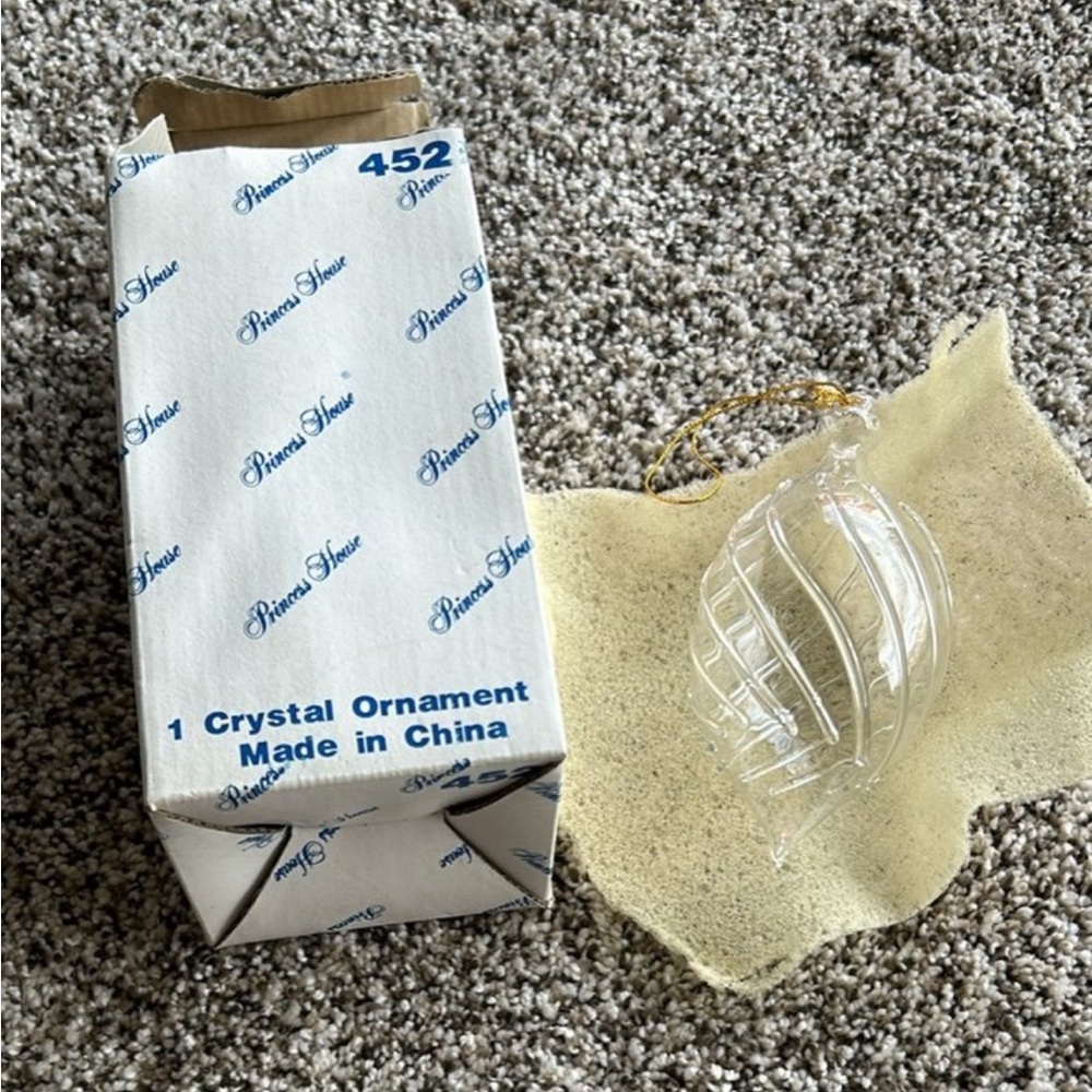 Princess House Clear Crystal Ornament with Gold Accent nib